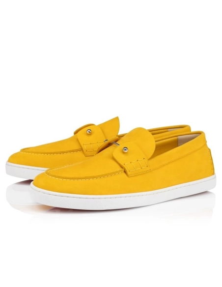 Knockoff Christian Louboutin Chambeliboat Boat Shoes Reversed Nubuck Leather Pollen