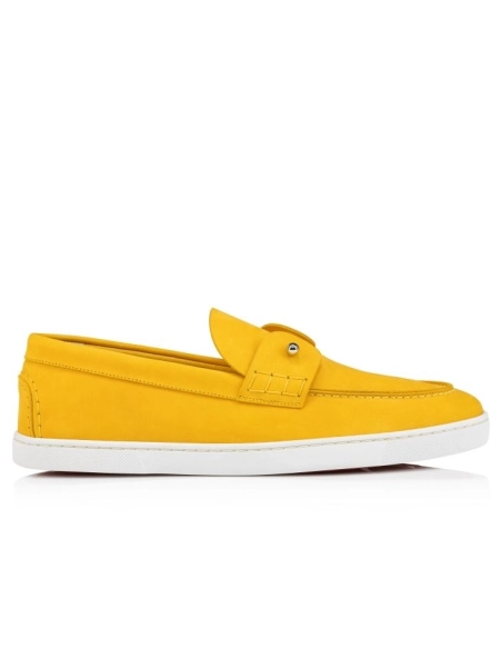 Knockoff Christian Louboutin Chambeliboat Boat Shoes Reversed Nubuck Leather Pollen