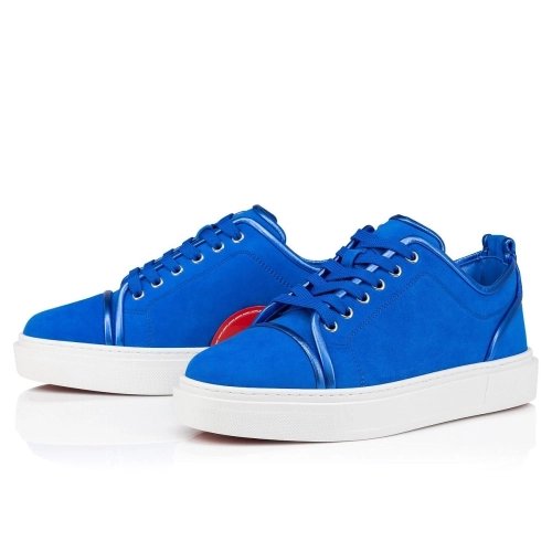 Cheap Christian Louboutin Adolon Junior Sneakers Calf Leather Electric Blue, Discount Christian Louboutin Shoes