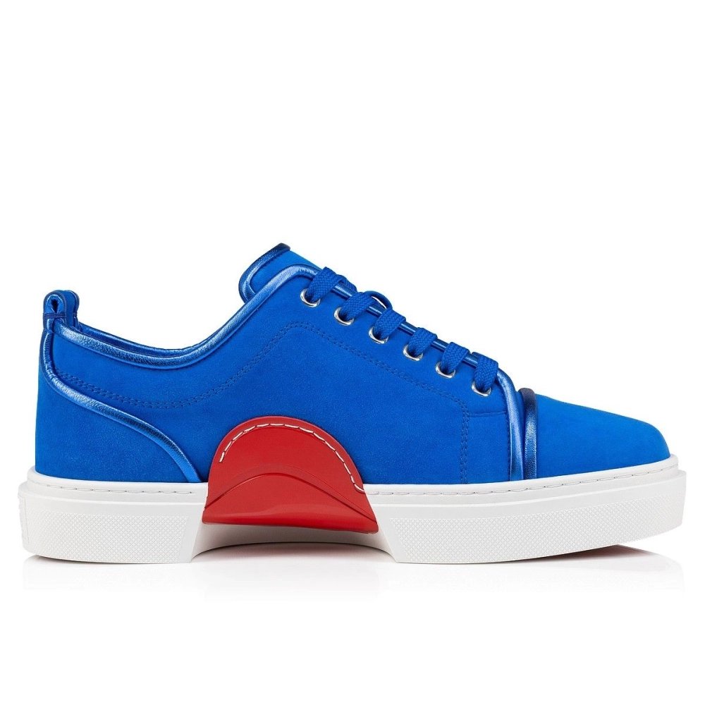 Cheap Christian Louboutin Adolon Junior Sneakers Calf Leather Electric Blue, Discount Christian Louboutin Shoes