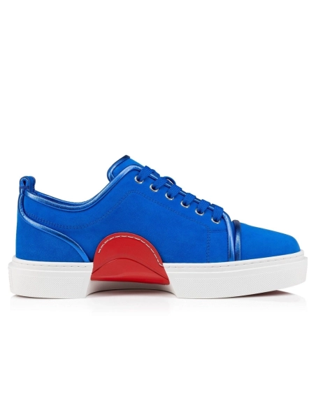 Cheap Christian Louboutin Adolon Junior Sneakers Calf Leather Electric Blue, Discount Christian Louboutin Shoes
