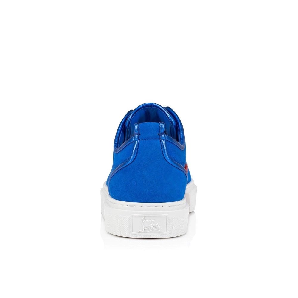 Cheap Christian Louboutin Adolon Junior Sneakers Calf Leather Electric Blue, Discount Christian Louboutin Shoes