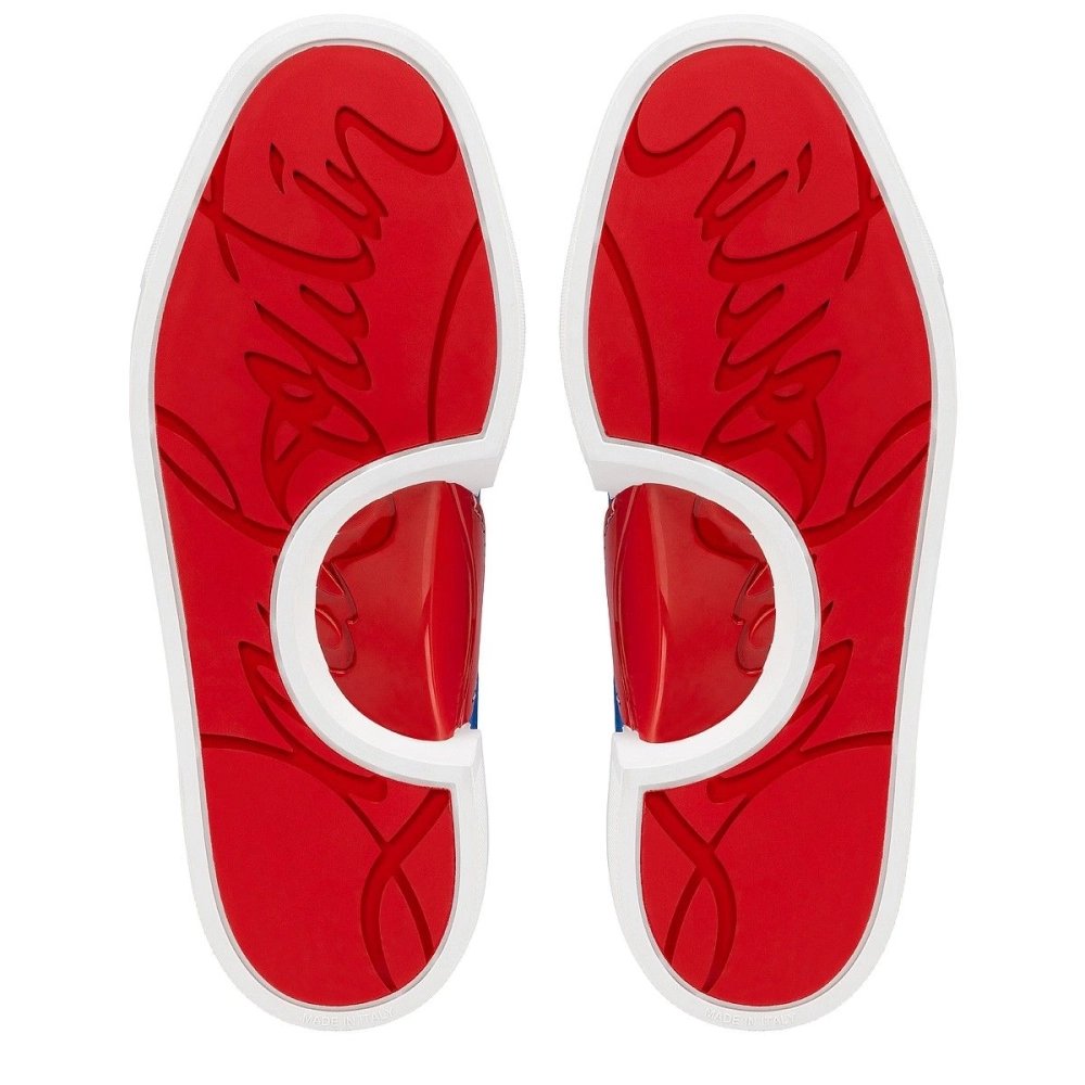 Cheap Christian Louboutin Adolon Junior Sneakers Calf Leather Electric Blue, Discount Christian Louboutin Shoes