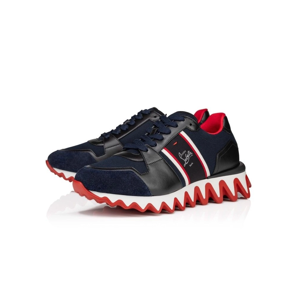 Fake Christian Louboutin Nastroshark Sneakers Olona Canva And Calf Leather Navy
