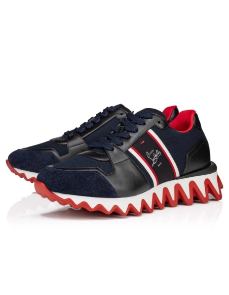 Fake Christian Louboutin Nastroshark Sneakers Olona Canva And Calf Leather Navy