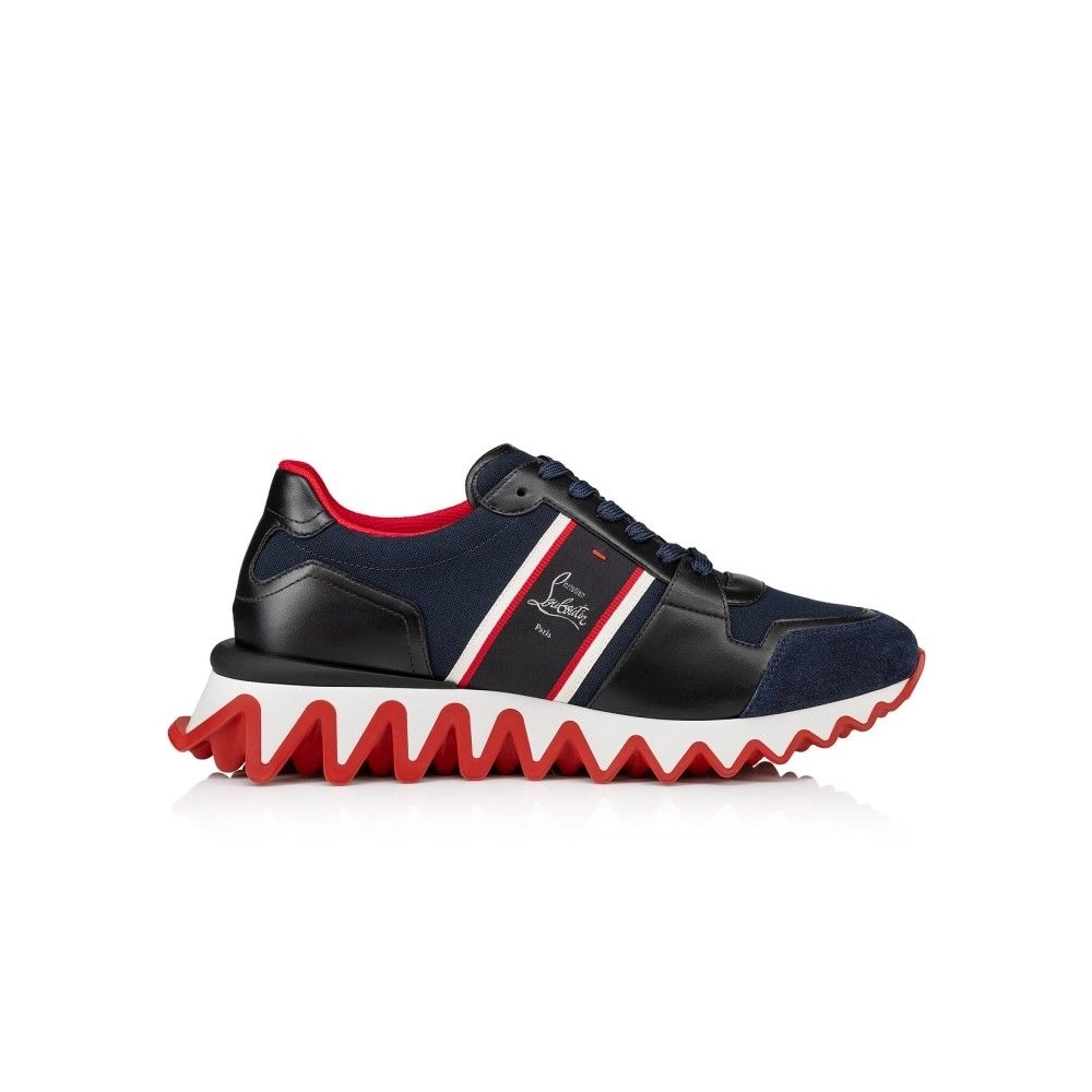 Fake Christian Louboutin Nastroshark Sneakers Olona Canva And Calf Leather Navy