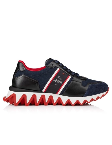 Fake Christian Louboutin Nastroshark Sneakers Olona Canva And Calf Leather Navy