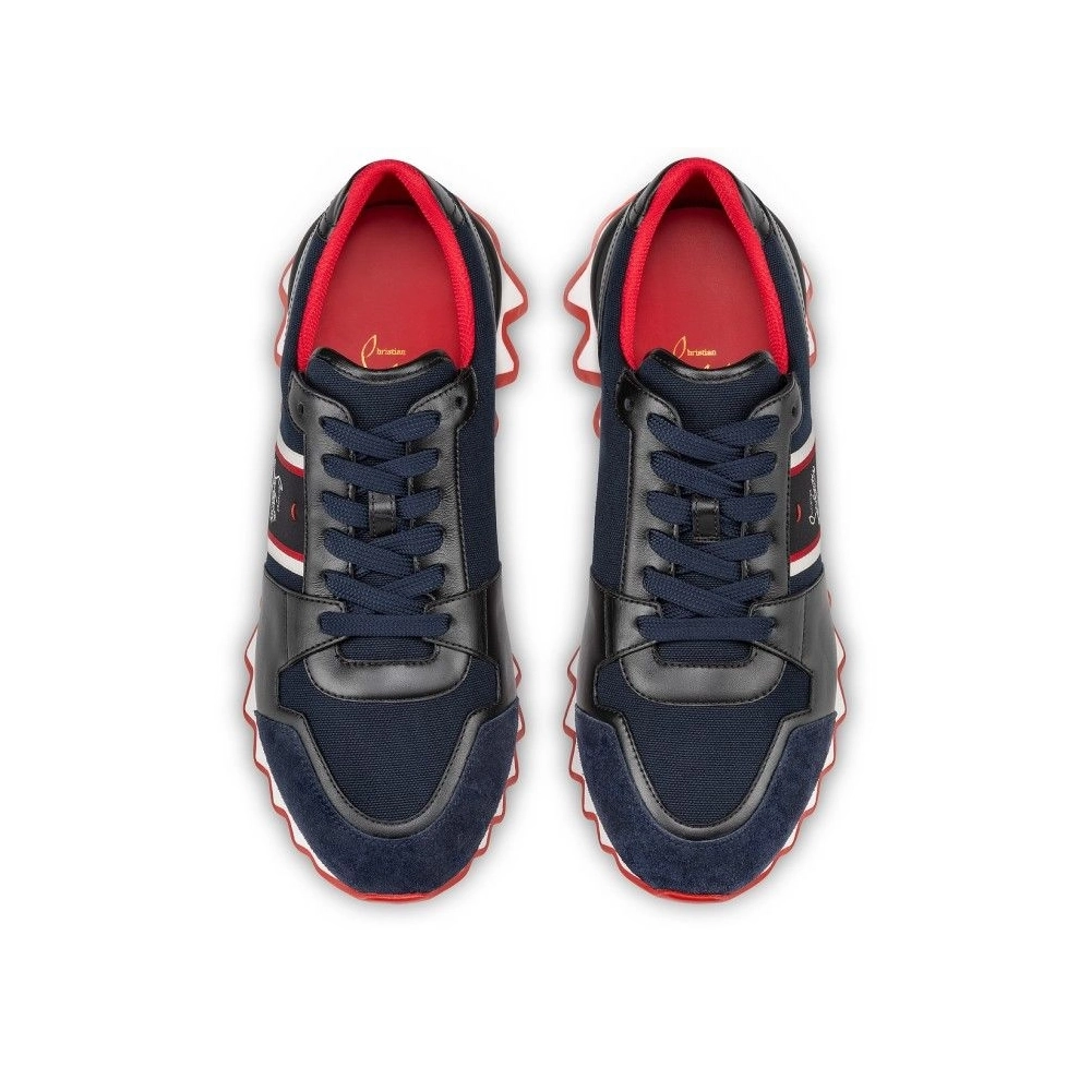 Fake Christian Louboutin Nastroshark Sneakers Olona Canva And Calf Leather Navy