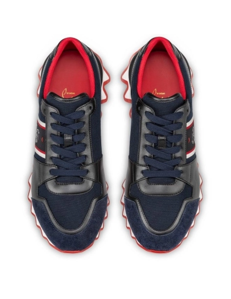 Fake Christian Louboutin Nastroshark Sneakers Olona Canva And Calf Leather Navy