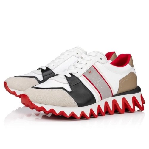 Cheap Christian Louboutin Nastroshark Sneakers Olona Canva And Calf Leather White Outlet