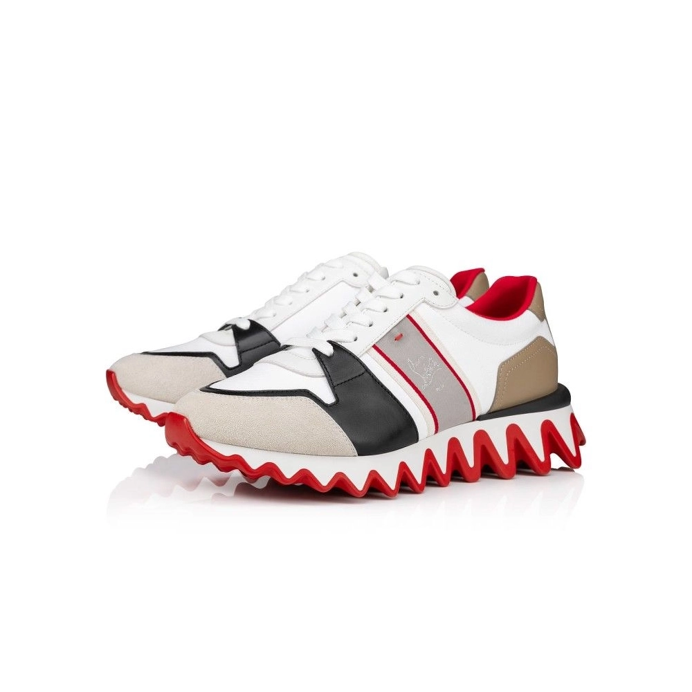 Cheap Christian Louboutin Nastroshark Sneakers Olona Canva And Calf Leather White Outlet