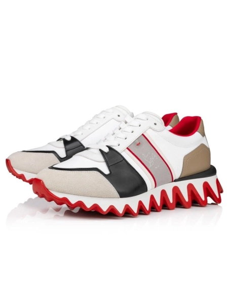 Cheap Christian Louboutin Nastroshark Sneakers Olona Canva And Calf Leather White Outlet