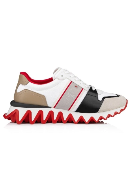 Cheap Christian Louboutin Nastroshark Sneakers Olona Canva And Calf Leather White Outlet