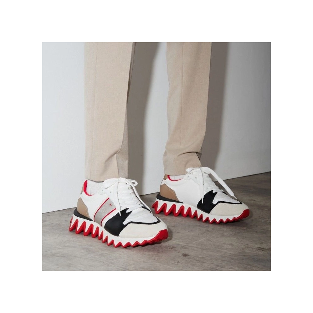 Cheap Christian Louboutin Nastroshark Sneakers Olona Canva And Calf Leather White Outlet