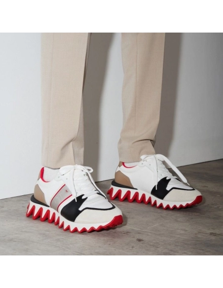 Cheap Christian Louboutin Nastroshark Sneakers Olona Canva And Calf Leather White Outlet