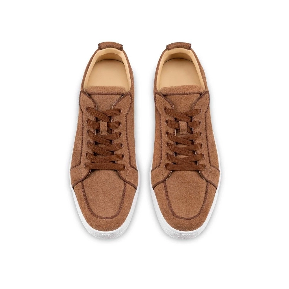 Fake Christian Louboutin Rantulow Sneakers Grained Calf Leather Cuoio, Replica CL Shoes