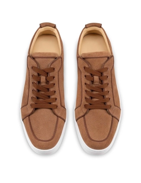 Fake Christian Louboutin Rantulow Sneakers Grained Calf Leather Cuoio, Replica CL Shoes