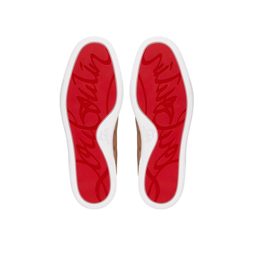 Fake Christian Louboutin Rantulow Sneakers Grained Calf Leather Cuoio, Replica CL Shoes