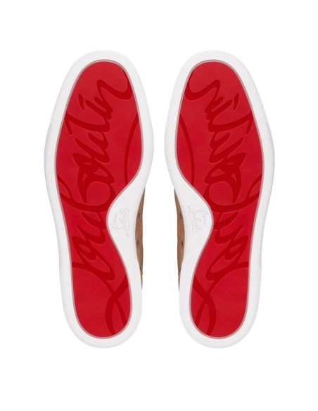 Fake Christian Louboutin Rantulow Sneakers Grained Calf Leather Cuoio, Replica CL Shoes