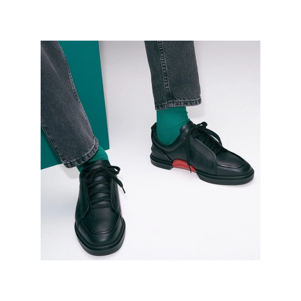 Fake Christian Louboutin Jimmy Sneakers Men Calf Leather And Nappa Leather Black