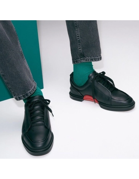 Fake Christian Louboutin Jimmy Sneakers Men Calf Leather And Nappa Leather Black