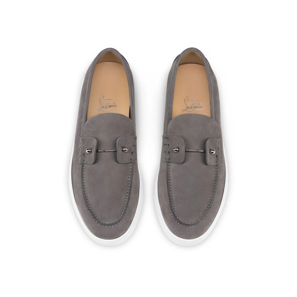 Replica Christian Louboutin Chambeliboat Boat Reversed Nubuck Leather Smoky