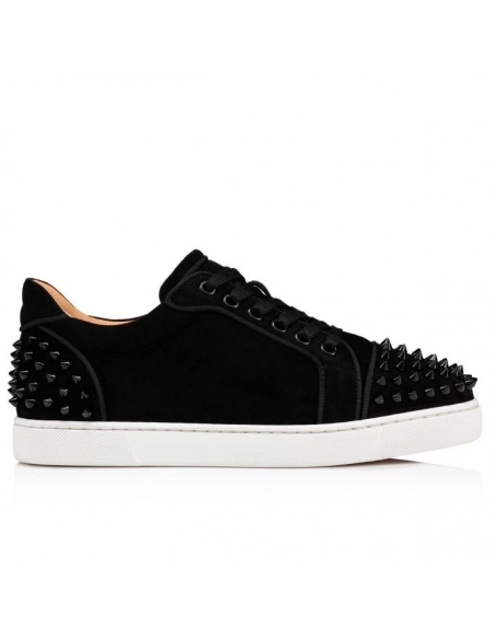 Discount Christian Louboutin Vieira 2 Sneakers Veau Velours Black Sale Online