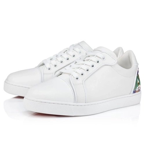 Discount Christian Louboutin Fun Vieira Sneakers Men Calf Leather And Rubber White Outlet