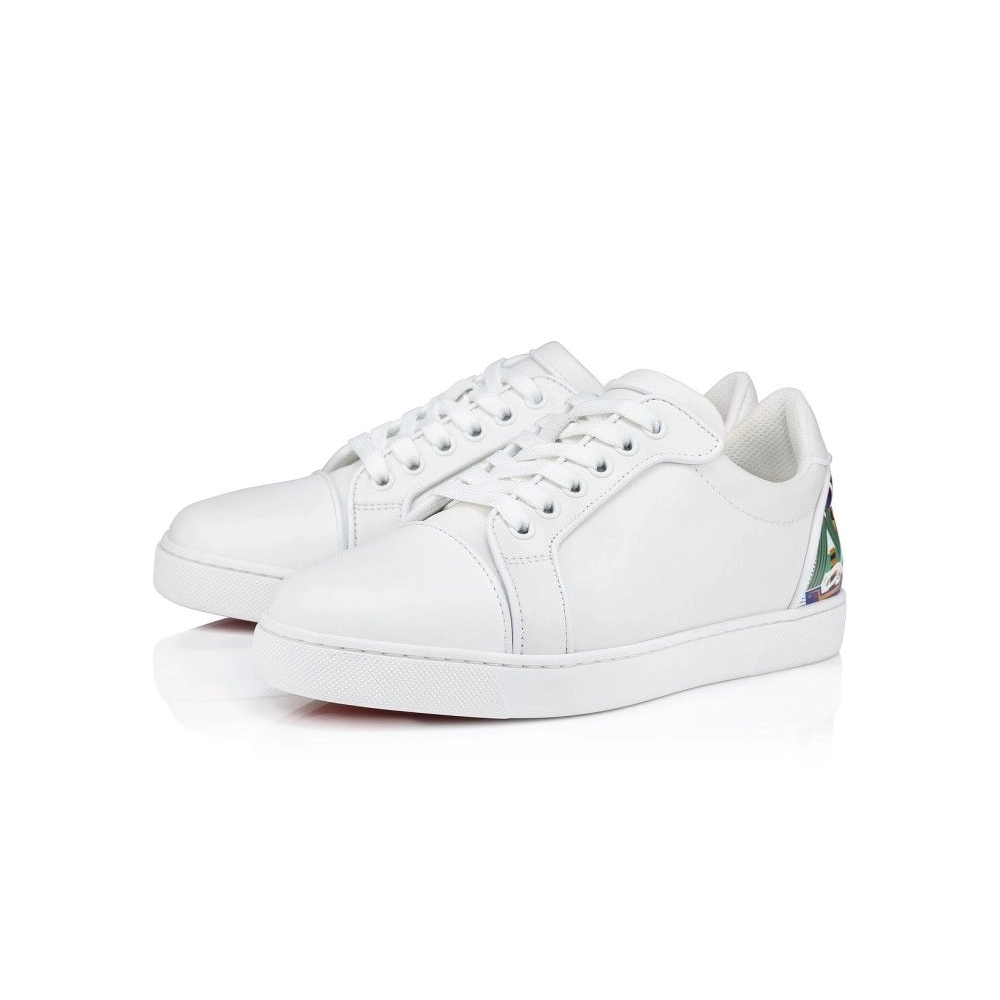 Discount Christian Louboutin Fun Vieira Sneakers Men Calf Leather And Rubber White Outlet