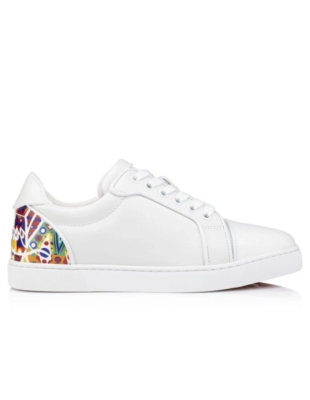 Discount Christian Louboutin Fun Vieira Sneakers Men Calf Leather And Rubber White Outlet