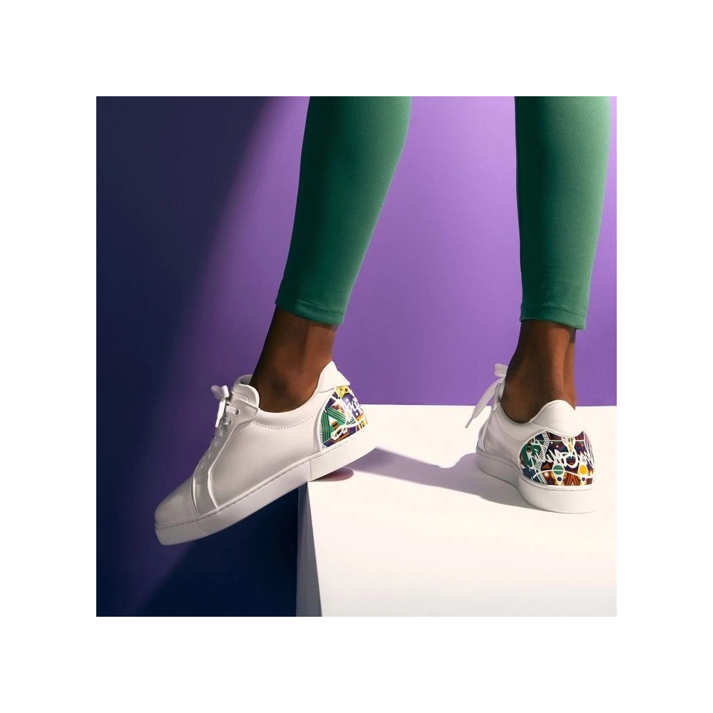 Discount Christian Louboutin Fun Vieira Sneakers Men Calf Leather And Rubber White Outlet