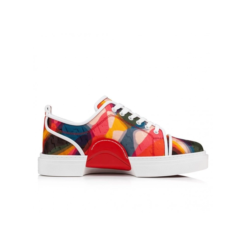 Fake Christian Louboutin Adolon Junior Sneakers Nylon Cl Varsity Illusion And Nappa Leather Multicolor, Knockoff CL Shoes