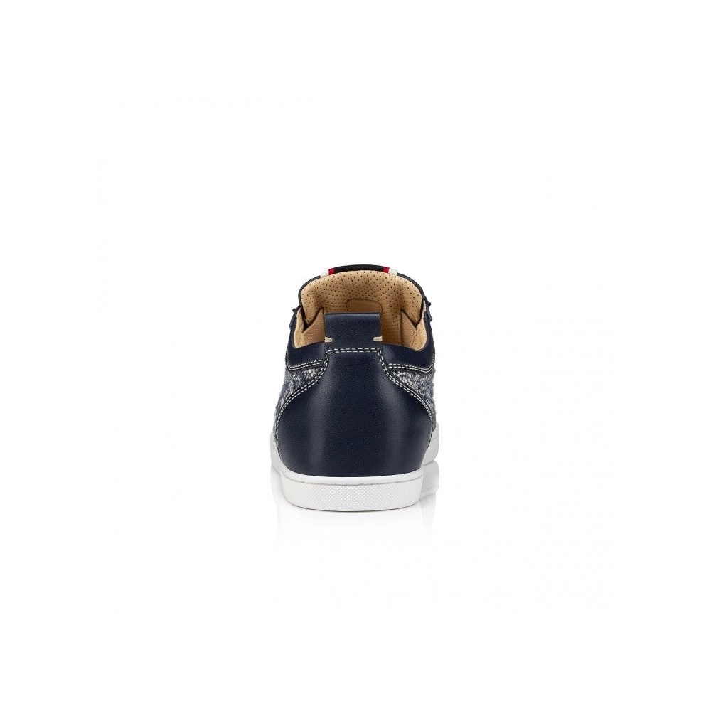Fake Christian Louboutin F.A.V Fique A Vontade Sneakers Wool And Calf Leather Navy, Replica CL Shoes
