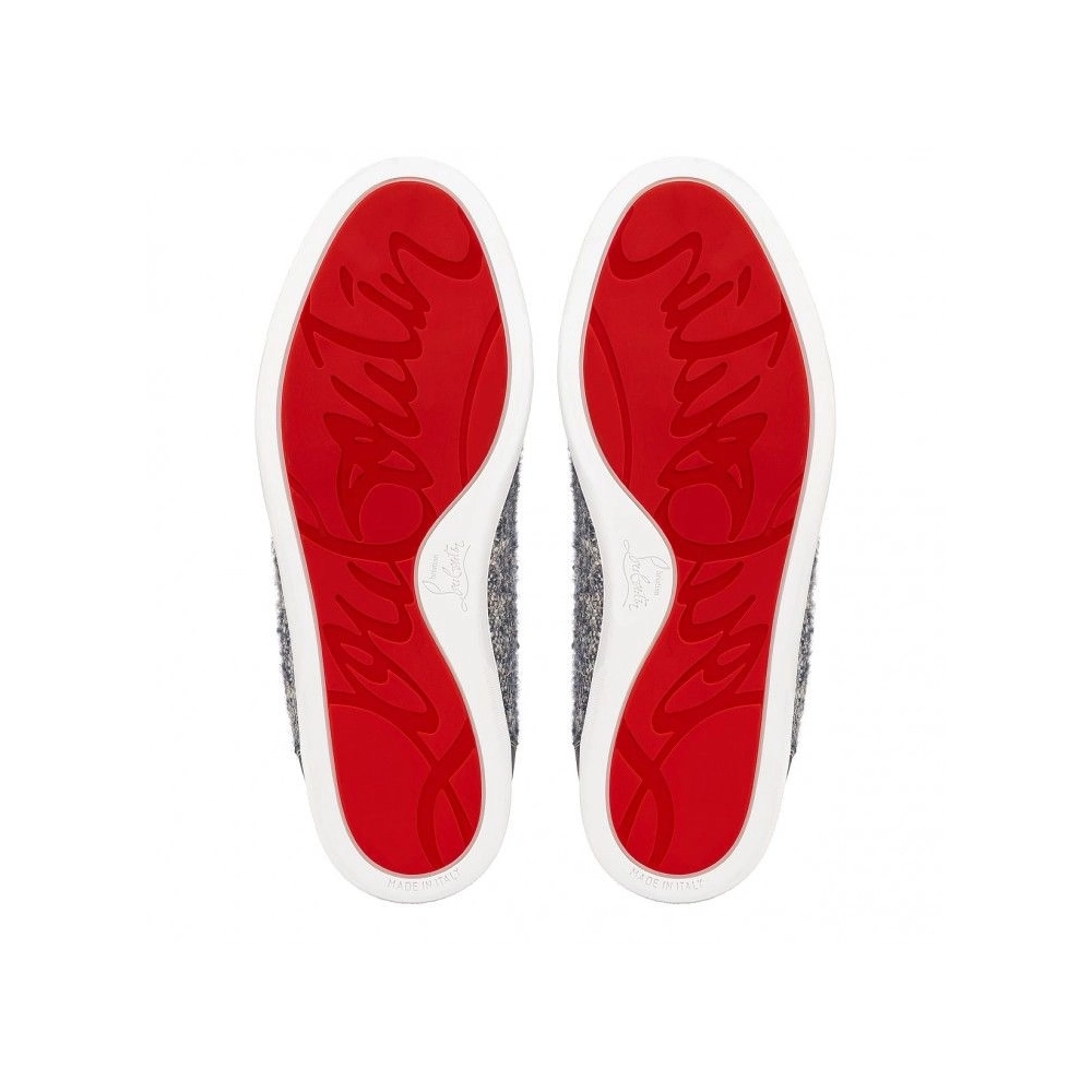 Fake Christian Louboutin F.A.V Fique A Vontade Sneakers Wool And Calf Leather Navy, Replica CL Shoes