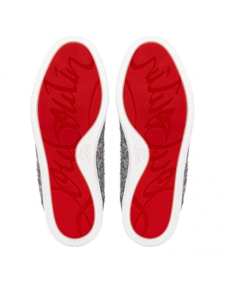 Fake Christian Louboutin F.A.V Fique A Vontade Sneakers Wool And Calf Leather Navy, Replica CL Shoes