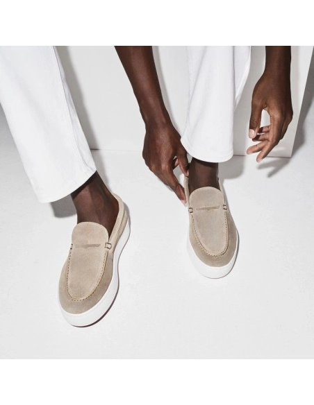 Replica Christian Louboutin Paqueboat Boat Shoes Calf leather Saharienne, Knockoff Christian Louboutin Shoes