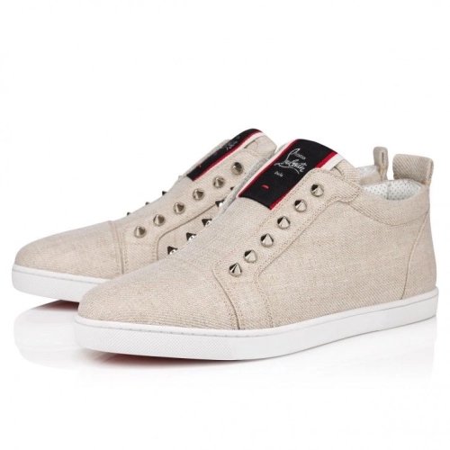 Cheap Christian Louboutin F.A.V Fique A Vontade Slip-On Sneakers Country Linen Albatre Outlet Sale, Discount CL Shoe