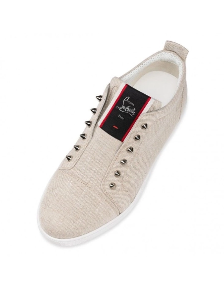Cheap Christian Louboutin F.A.V Fique A Vontade Slip-On Sneakers Country Linen Albatre Outlet Sale, Discount CL Shoe