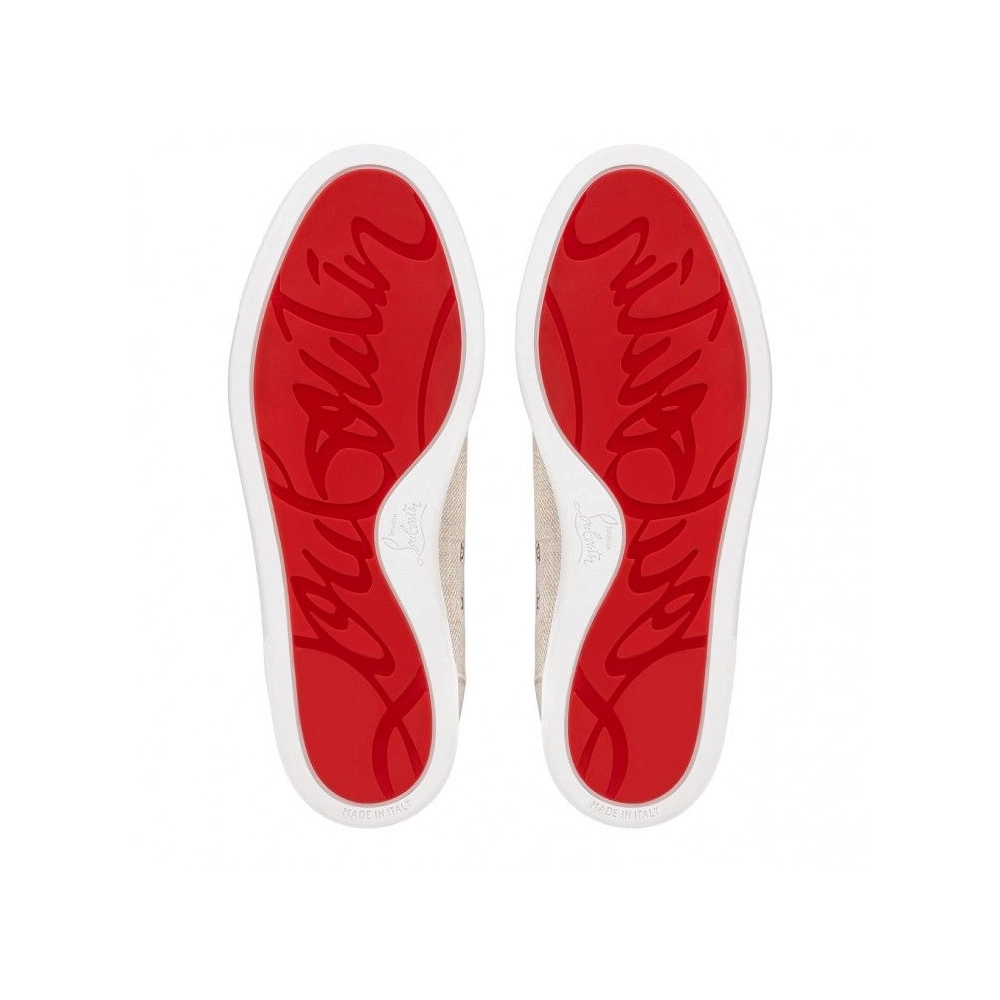 Cheap Christian Louboutin F.A.V Fique A Vontade Slip-On Sneakers Country Linen Albatre Outlet Sale, Discount CL Shoe
