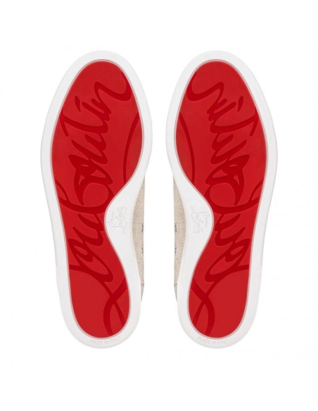 Cheap Christian Louboutin F.A.V Fique A Vontade Slip-On Sneakers Country Linen Albatre Outlet Sale, Discount CL Shoe