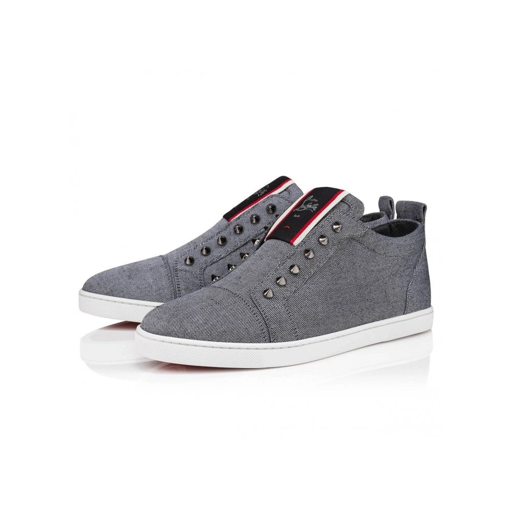 Replica Christian Louboutin F.A.V Fique A Vontade Slip-On Sneakers Country Linen Smoky, Replica CL Shoes
