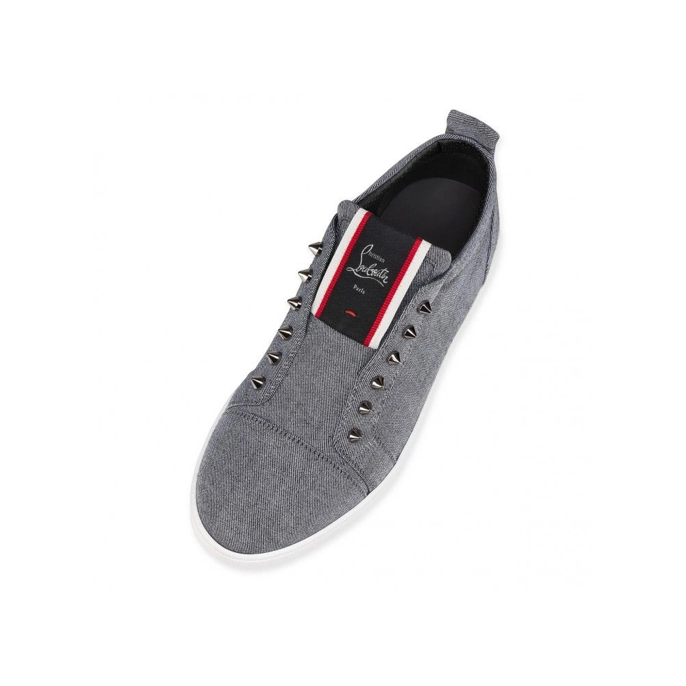 Replica Christian Louboutin F.A.V Fique A Vontade Slip-On Sneakers Country Linen Smoky, Replica CL Shoes