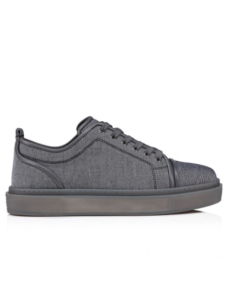 Fake Christian Louboutin Adolon Junior Sneakers Linen And Calf Leather Smoky, Knockoff Christian Louboutin Shoes