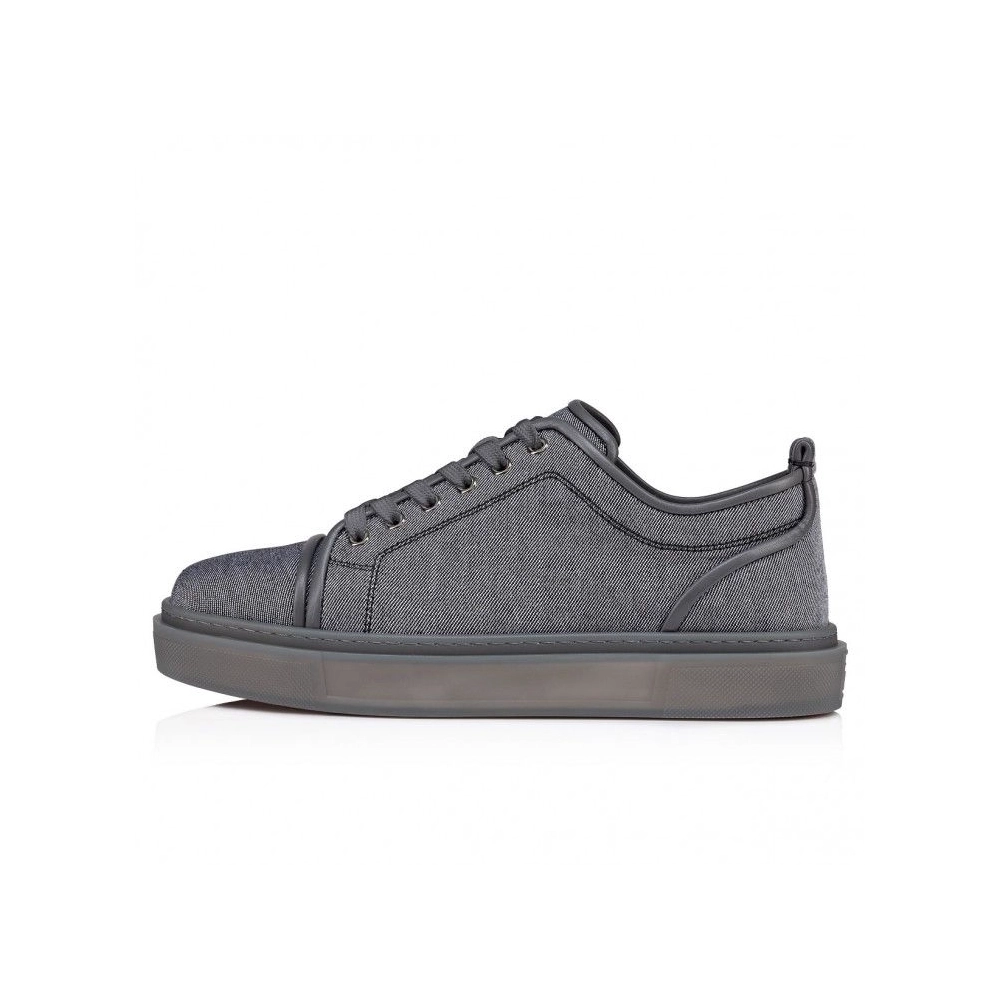 Fake Christian Louboutin Adolon Junior Sneakers Linen And Calf Leather Smoky, Knockoff Christian Louboutin Shoes