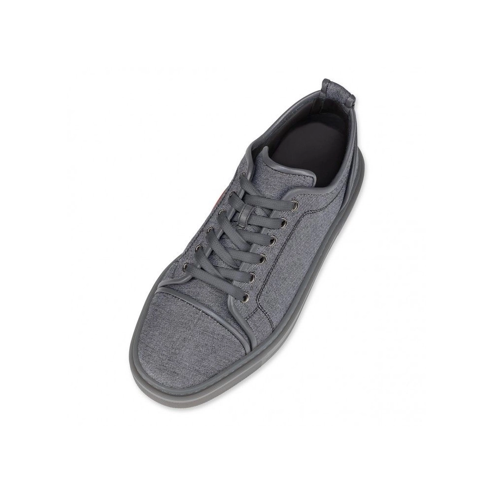Fake Christian Louboutin Adolon Junior Sneakers Linen And Calf Leather Smoky, Knockoff Christian Louboutin Shoes