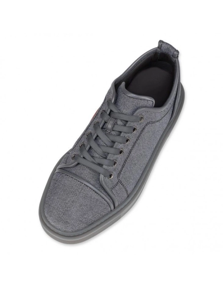 Fake Christian Louboutin Adolon Junior Sneakers Linen And Calf Leather Smoky, Knockoff Christian Louboutin Shoes