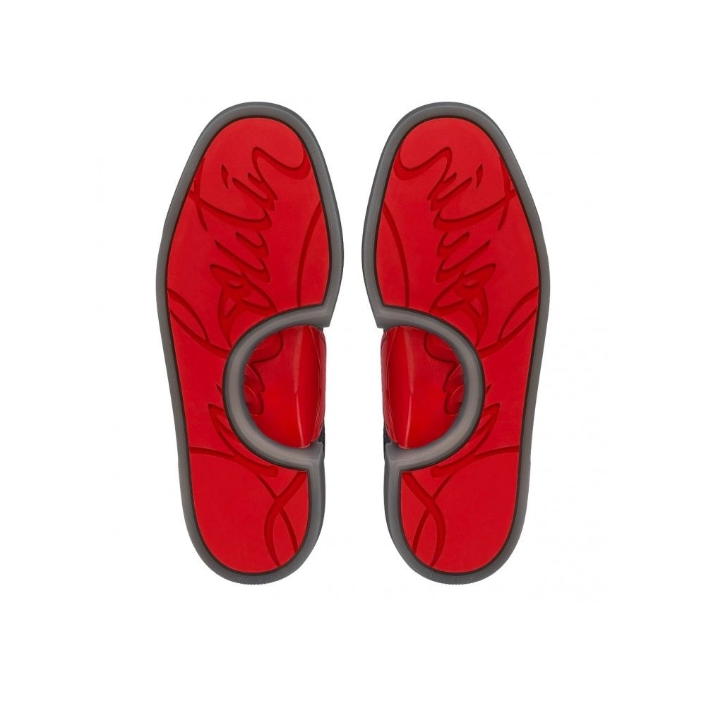 Fake Christian Louboutin Adolon Junior Sneakers Linen And Calf Leather Smoky, Knockoff Christian Louboutin Shoes