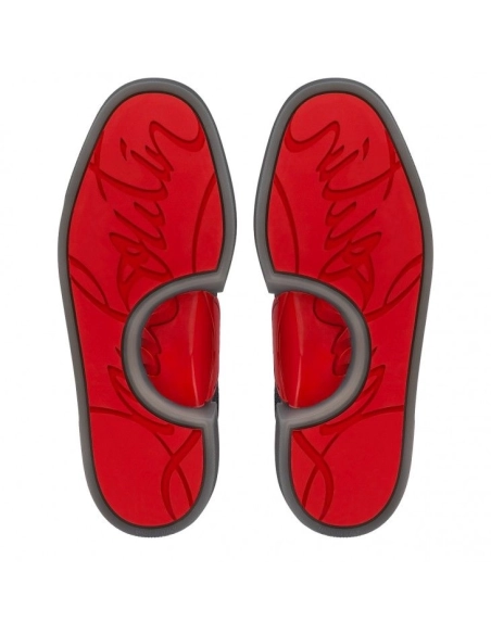 Fake Christian Louboutin Adolon Junior Sneakers Linen And Calf Leather Smoky, Knockoff Christian Louboutin Shoes
