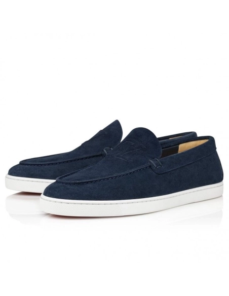 Fake Christian Louboutin Varsiboat Boat Shoes Calf Leather Marine, Knockoff Christian Louboutin Shoes