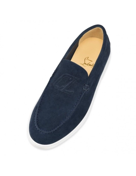 Fake Christian Louboutin Varsiboat Boat Shoes Calf Leather Marine, Knockoff Christian Louboutin Shoes
